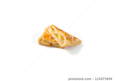 白色背景上的三角形蘋果派 124873694