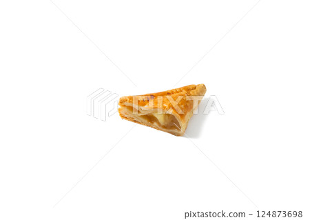 Triangular apple pie on white background 124873698