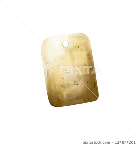 Blank paper tag. Watercolor hand drawn Retro label for fashion business design, illustration isolated on transparent background. For designers, menu, decoration, food blog, ecofriendly branding 124874201