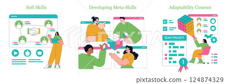 Online Learning. Flat Vector Illustration 124874329