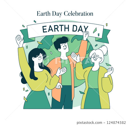 Earth Day celebration brings together diverse individuals joyfully advocating for environmental protection. Their enthusiasm highlights community efforts to promote sustainability and awareness Earth Day celebration brings together diverse individuals joyfully advocating for environmental protection. Their enthusiasm highlights community efforts to promote sustainability and awareness 124874382