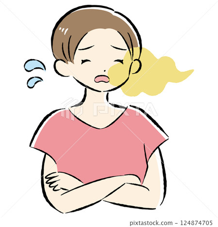 Illustration of a woman suffering from a bad smell 124874705