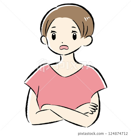 一個表情困擾的女人的插圖 124874712