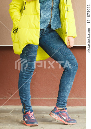 Fashion girl in jacket. 124875021