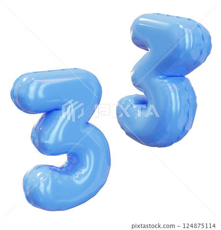 3 number balloon 3D graphic 3 number balloon 3D graphic 124875114