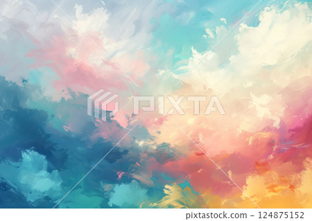 Painterly texture abstract background using bold bright brushstrokes with a pastel color palette. 124875152