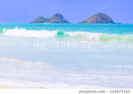 夏威夷假期：從歐胡島貝洛斯海灘眺望莫庫魯阿群島 124875163