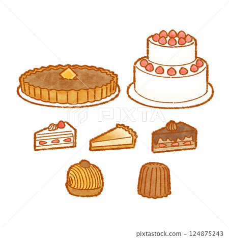 Vector illustration set of cute hand-drawn cakes ( 124875243