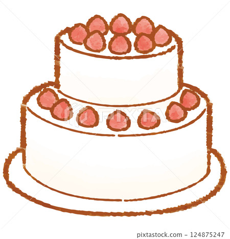 手繪風格可愛雙層蛋糕的向量插圖 124875247