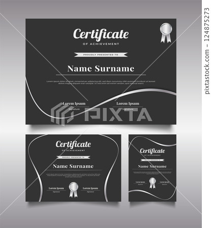 Elegant Black and Silver Certificate Template 124875273