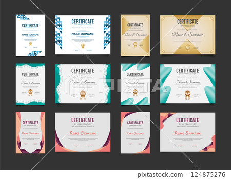 Collection of Modern Certificate Templates with Different Styles 124875276