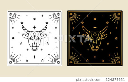 Tarot card with Taurus zodiac sign Tarot card with Taurus zodiac sign 124875631
