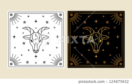Tarot card with Capricorn zodiac sign 124875632