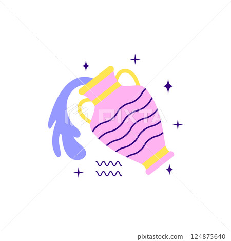 Aquarius zodiac sign in minimalist modern style 124875640
