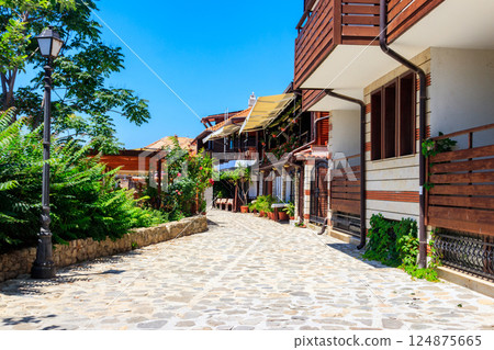 Narrow street of the old town of Nessebar in Bulgaria Narrow street of the old town of Nessebar in Bulgaria 124875665