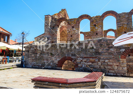 Byzantine Church of Saint Sophia, also known as the Old Bishopric in the old town of Nessebar, Bulgaria. UNESCO World Heritage Site 124875672