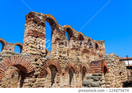 Byzantine Church of Saint Sophia, also known as the Old Bishopric in the old town of Nessebar, Bulgaria. UNESCO World Heritage Site 124875674