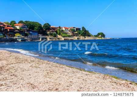 View of the embankment of the old town of Nessebar, Bulgaria View of the embankment of the old town of Nessebar, Bulgaria 124875675