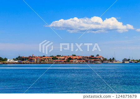 View of the old town of Nessebar and the Black sea, Bulgaria 124875679