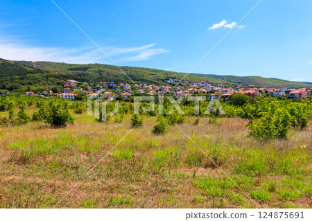 View of Sveti Vlas town and the Balkan mountains in Bulgaria 124875691