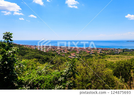 Aerial view of Sveti Vlas resort and the Black Sea in Bulgaria Aerial view of Sveti Vlas resort and the Black Sea in Bulgaria 124875693