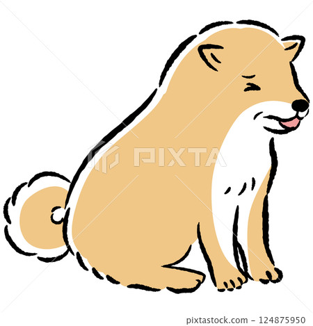 手繪一隻健康狀況不佳的老狗 124875950