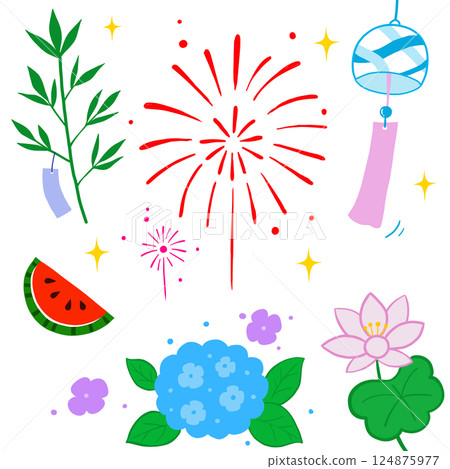 可愛的夏天插畫素材 124875977