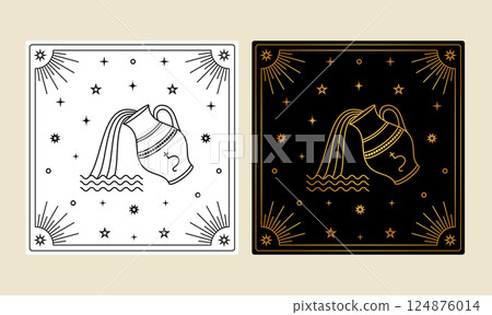 Tarot card with aquarius zodiac sign Tarot card with aquarius zodiac sign 124876014
