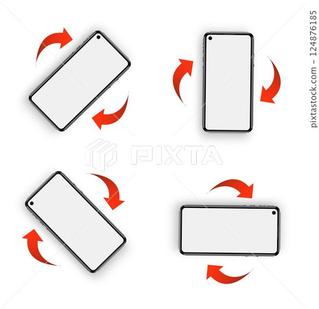 Rotate smartphone. Rotate Mobile phone. Device rotation symbol. Vector 124876185