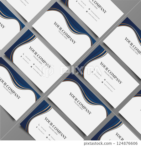 Modern and Creative Business Card Template with Wavy Ornament Modern and Creative Business Card Template with Wavy Ornament 124876606