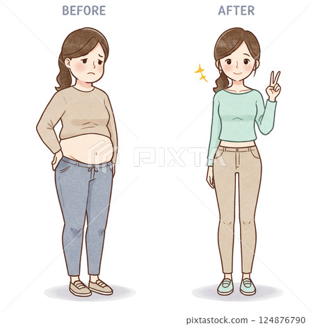 Diet before and after woman illustration 124876790