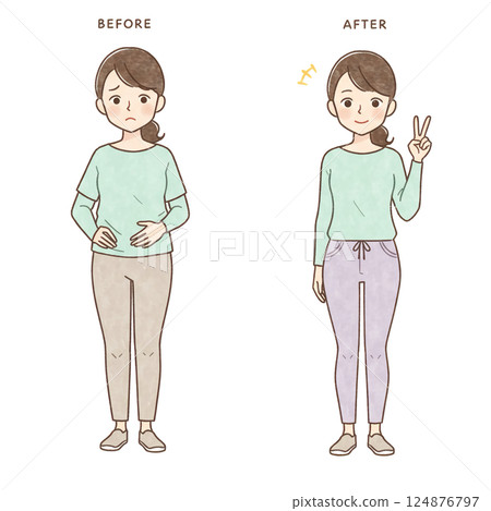 Diet before and after woman illustration 124876797