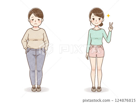 女性節食前後插圖 124876815