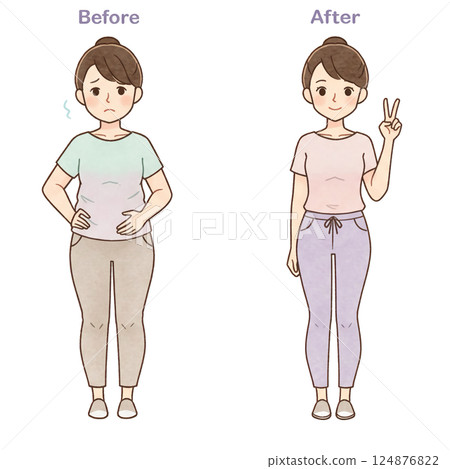 女性節食前後插圖 124876822