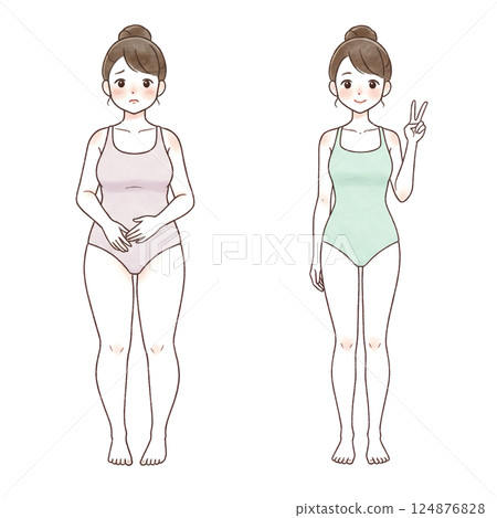Diet before and after woman illustration 124876828