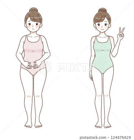 Diet before and after woman illustration 124876829