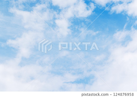 Majestic sunny sky with scattered small clouds Majestic sunny sky with scattered small clouds 124876958