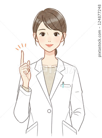 一位身穿白大褂的女醫生的插圖 124877248