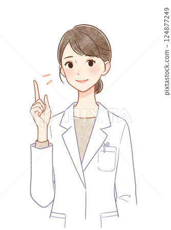 一位身穿白大褂的女醫生的插圖 124877249