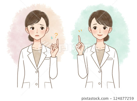 一位身穿白大褂的女醫生的插圖 124877259