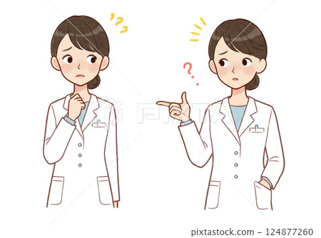 一位身穿白大褂的女醫生的插圖 124877260