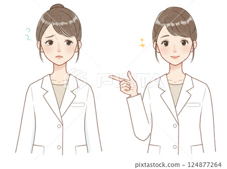 一位身穿白大褂的女醫生的插圖 124877264