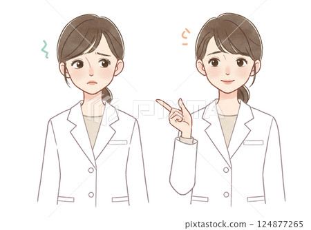 一位身穿白大褂的女醫生的插圖 一位身穿白大褂的女醫生的插圖 124877265