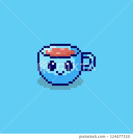 Pixel art Cute Coffee Cup game asset design 124877320