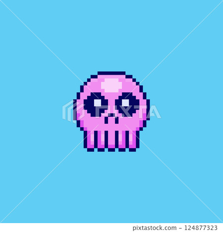 Pixel art Cute Jellyfish game asset design 124877323