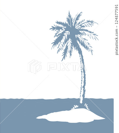 Small desert island. Vector drawing Small desert island. Vector drawing 124877591
