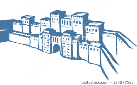 Babylonian Gate. Vector drawing scene 124877592