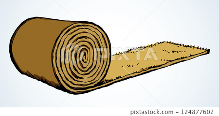 Rolled straw roll. Vector drawing 124877602