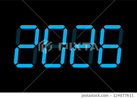 Digital New Year numbers isolated on black background 124877611
