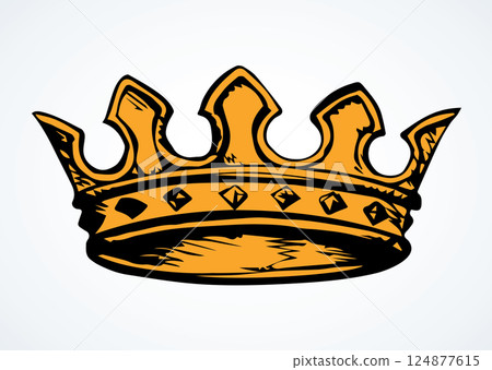 Precious golden crown. Vector drawing 124877615